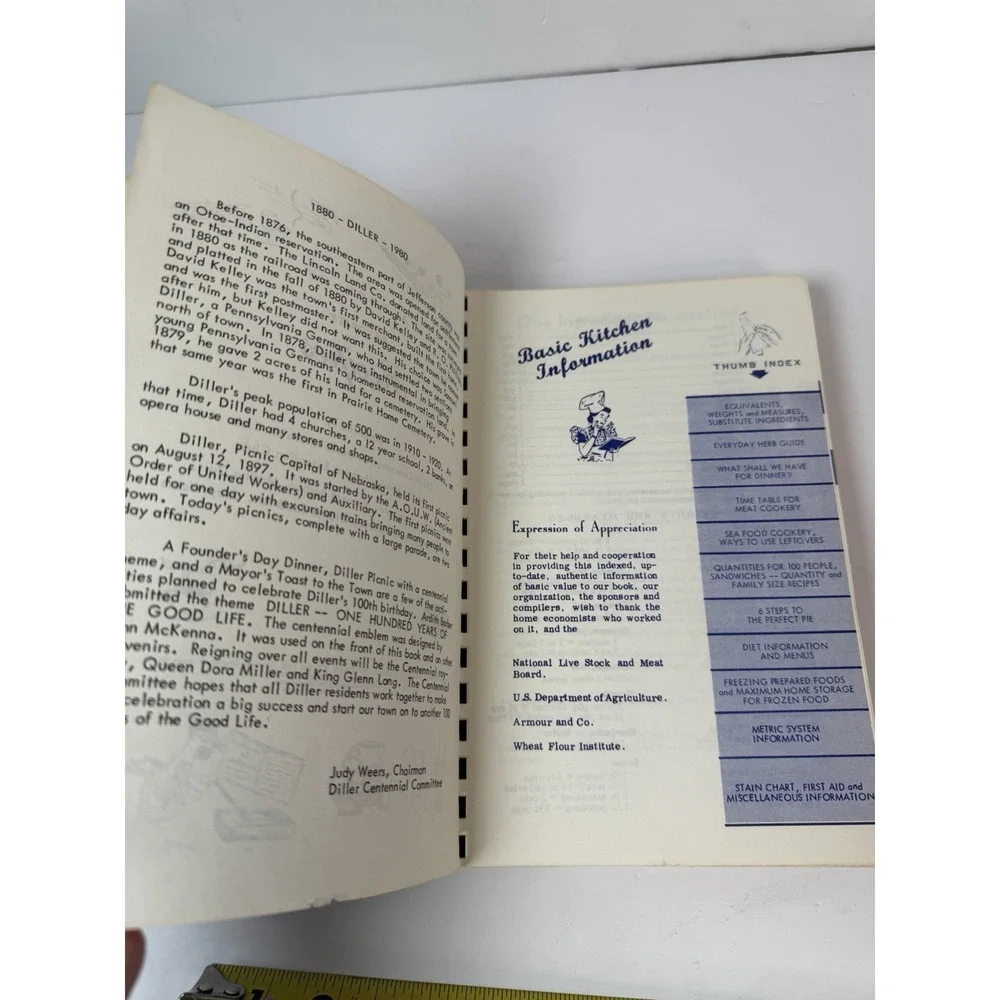Diller Nebraska Community Spiral Cookbook 1980 Centennial Recipes‎ Vintage